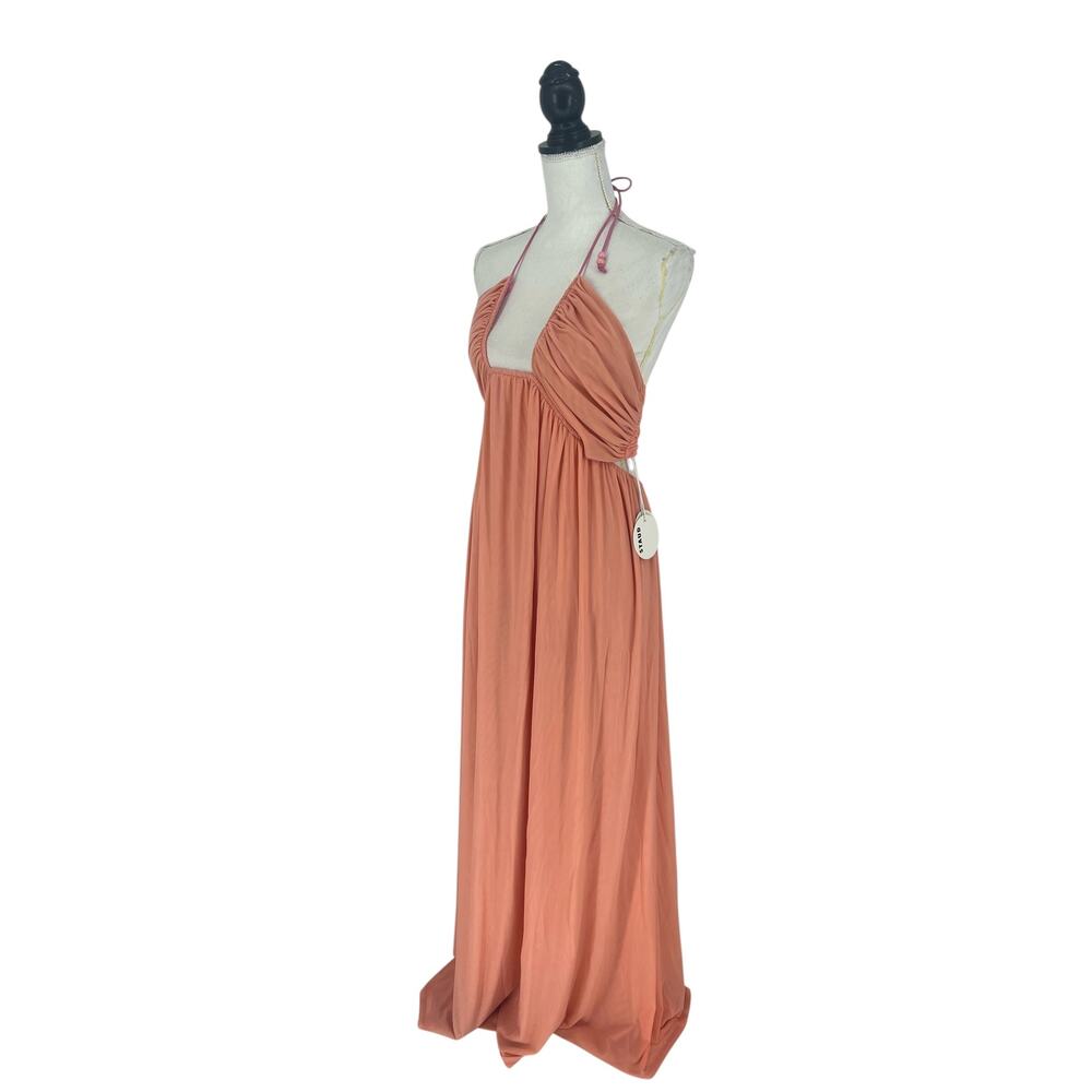 STAUD Kanha Reversible Mesh Halter Maxi Dress Orange Pink XL - Picture 6 of 13